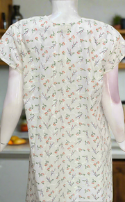 Off White/Orange Floral Boutique Cotton Nighty . Pure Durable Cotton | Laces and Frills