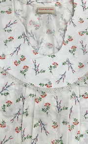 Off White/Orange Floral Boutique Cotton Nighty . Pure Durable Cotton | Laces and Frills