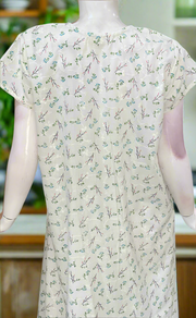 Off White/Sky Blue Floral Boutique Cotton Nighty . Pure Durable Cotton | Laces and Frills