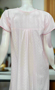 Baby Pink Boutique Cotton Chikankari Nighty . Pure Durable Cotton | Laces and Frills