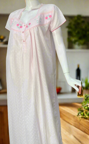 Baby Pink Boutique Cotton Chikankari Nighty . Pure Durable Cotton | Laces and Frills