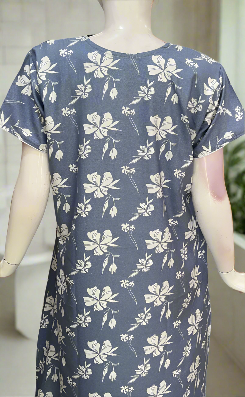 Blue Floral Spun Nighty. Flowy Spun Fabric | Laces and Frills