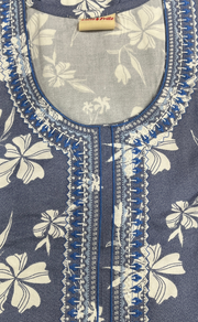 Blue Floral Spun Nighty. Flowy Spun Fabric | Laces and Frills