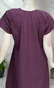 Purple/Yellow Embroidery Spun Nighty. Flowy Spun Fabric | Laces and Frills