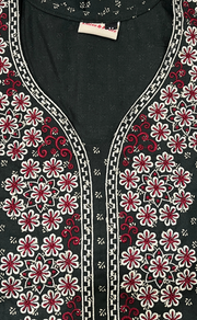 Bottle Green/Maroon Embroidery Spun Nighty. Flowy Spun Fabric | Laces and Frills