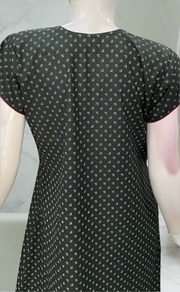 Bottle Green/Maroon Embroidery Spun Nighty. Flowy Spun Fabric | Laces and Frills