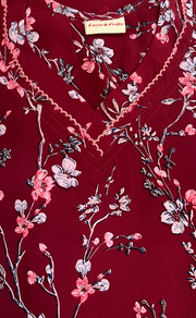 Maroon Floral Chiffon Nighty. Delicate Chiffon | Laces and Frills