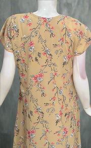 Beige Floral Chiffon Nighty. Delicate Chiffon | Laces and Frills