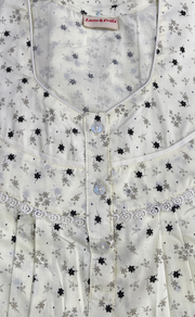 Light Yellow Tiny Floral Boutique Cotton Nighty . Pure Durable Cotton | Laces and Frills