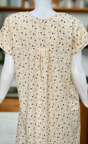 Peach Tiny Floral Boutique Cotton Nighty . Pure Durable Cotton | Laces and Frills