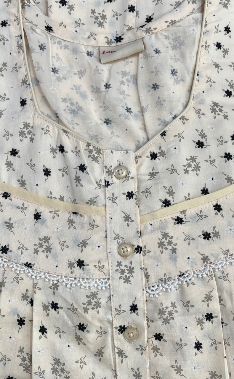 Peach Tiny Floral Boutique Cotton Nighty . Pure Durable Cotton | Laces and Frills