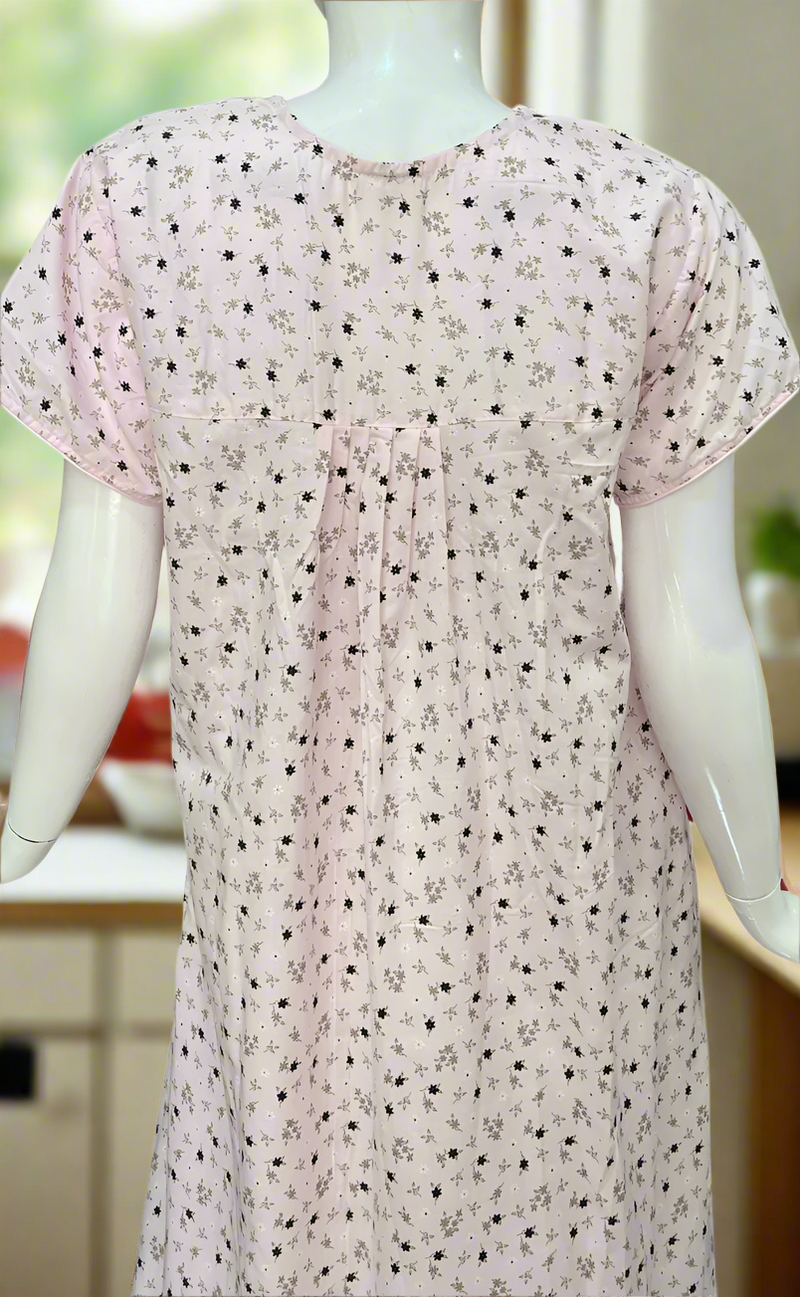 Pink Tiny Floral Boutique Cotton Nighty . Pure Durable Cotton | Laces and Frills