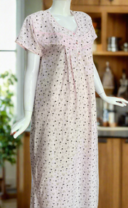 Pink Tiny Floral Boutique Cotton Nighty . Pure Durable Cotton | Laces and Frills
