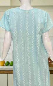 Light Blue Dots Pure Cotton Nighty. Pure Durable Cotton | Laces and Frills