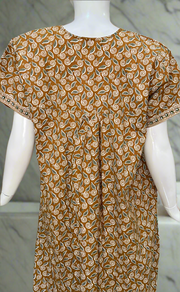 Mustard Jaipura Full Open Pure Cotton Nighty. Pure Cotton | Laces and Frills