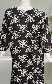 Egg Plant Colour Leafy Spun Long Sleeves Nighty. Flowy Spun Fabric | Laces and Frills