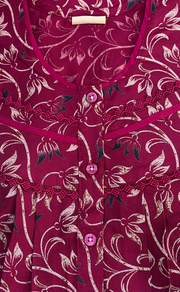 Magenta Garden Spun Long Sleeves Nighty. Flowy Spun Fabric | Laces and Frills