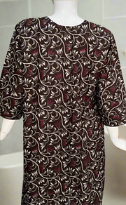 Brown Garden Spun Long Sleeves Nighty. Flowy Spun Fabric | Laces and Frills