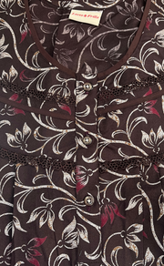 Brown Garden Spun Long Sleeves Nighty. Flowy Spun Fabric | Laces and Frills