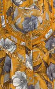 Yellow Garden Spun Long Sleeves Nighty. Flowy Spun Fabric | Laces and Frills