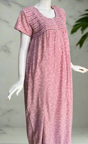 Pink Smocking Spun Nighty. Flowy Spun Fabric | Laces and Frills