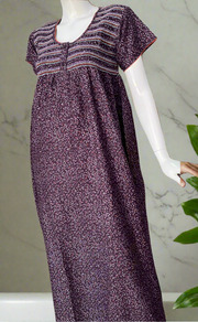 Purple Smocking Spun Nighty. Flowy Spun Fabric | Laces and Frills