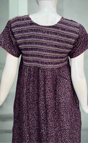 Purple Smocking Spun Nighty. Flowy Spun Fabric | Laces and Frills