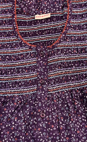Purple Smocking Spun Nighty. Flowy Spun Fabric | Laces and Frills