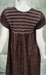 Brown Smocking Spun Nighty. Flowy Spun Fabric | Laces and Frills