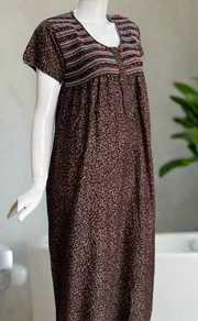 Brown Smocking Spun Nighty. Flowy Spun Fabric | Laces and Frills