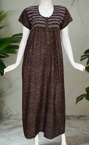 Brown Smocking Spun Nighty. Flowy Spun Fabric | Laces and Frills
