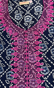 Navy Blue Floral Pure Cotton Nighty. Pure Durable Cotton | Laces and Frills