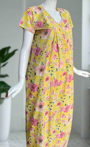 Yellow Garden Pure Cotton Nighty. Pure Durable Cotton | Laces and Frills