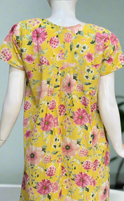 Yellow Garden Pure Cotton Nighty. Pure Durable Cotton | Laces and Frills