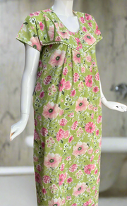 Green Garden Pure Cotton Nighty. Pure Durable Cotton | Laces and Frills
