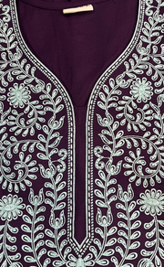 Violet Embroidery Spun Nighty. Flowy Spun Fabric | Laces and Frills