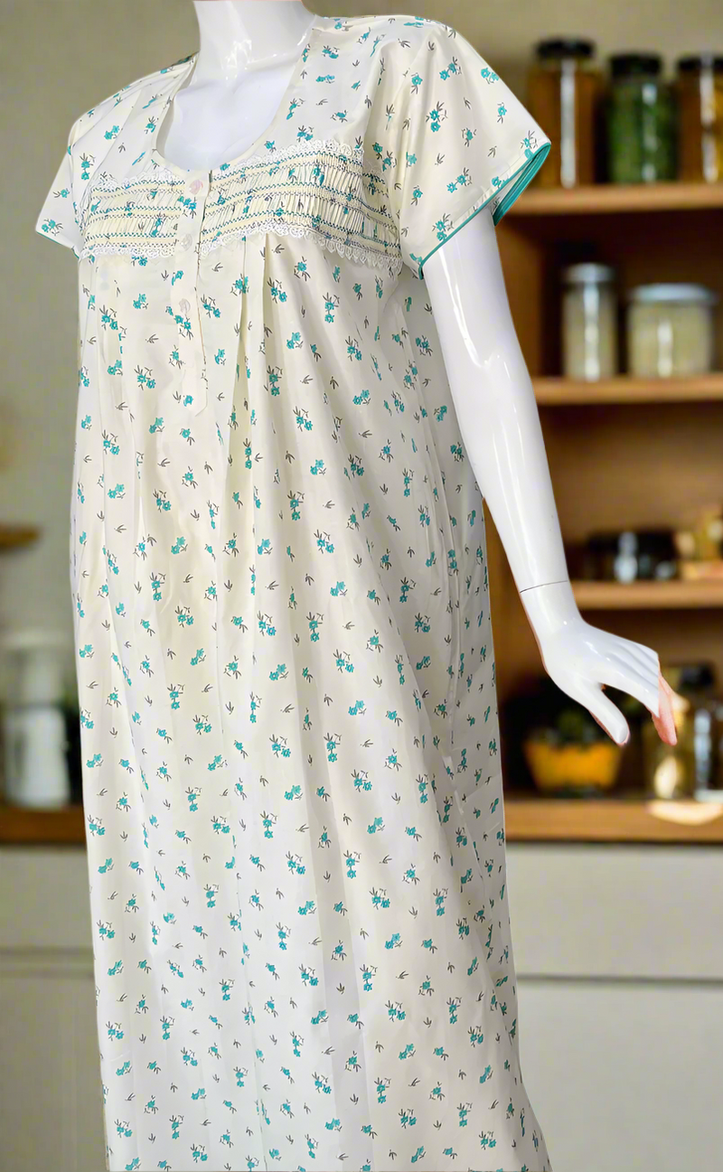 Light Yellow Boutique Cotton Nighty . Pure Durable Cotton | Laces and Frills