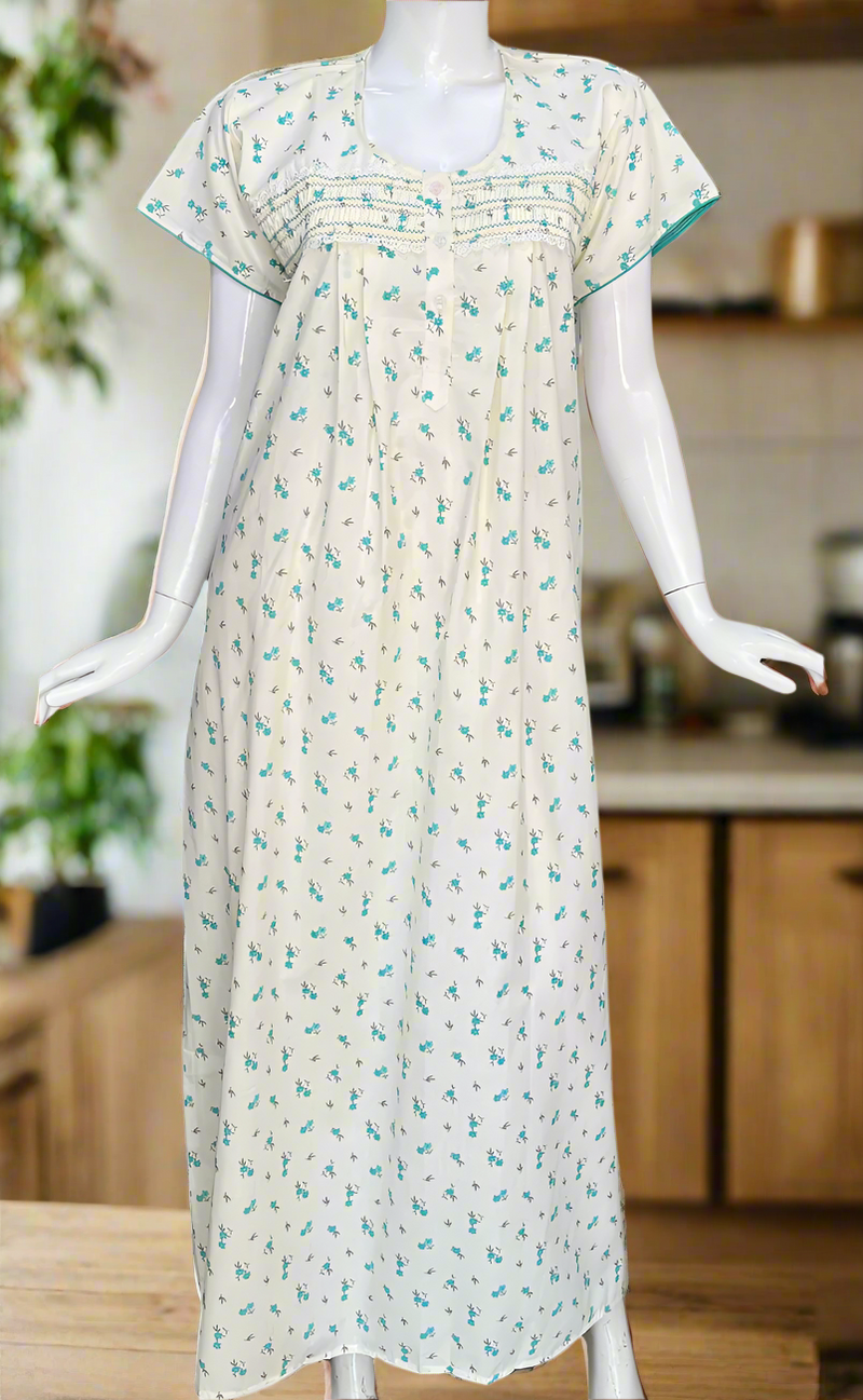 Light Yellow Boutique Cotton Nighty . Pure Durable Cotton | Laces and Frills