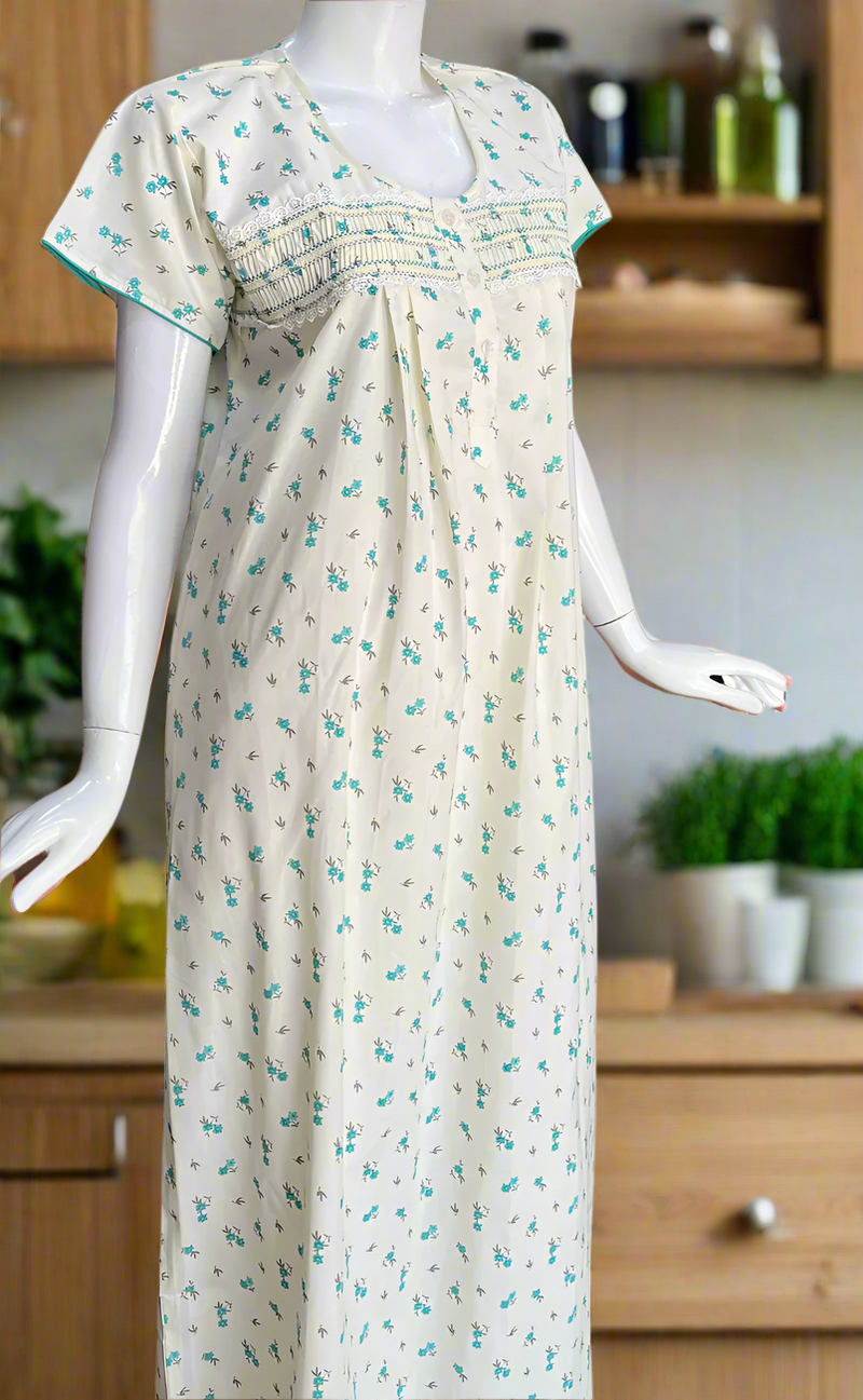 Light Yellow Boutique Cotton Nighty . Pure Durable Cotton | Laces and Frills