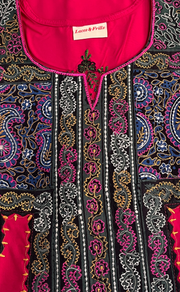 Rani Pink Embroidery Soft Cotton Nighty. Soft Breathable Fabric | Laces and Frills