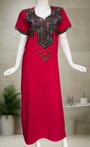 Rani Pink Embroidery Soft Cotton Nighty. Soft Breathable Fabric | Laces and Frills