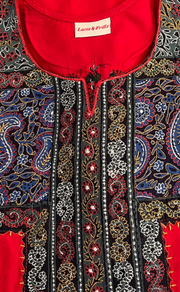 Red Embroidery Soft Cotton Nighty. Soft Breathable Fabric | Laces and Frills