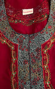 Maroon Embroidery Soft Cotton Nighty. Soft Breathable Fabric | Laces and Frills