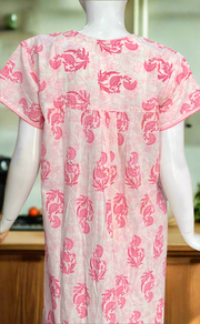 Pink Floral Pure Cotton Nighty. Pure Durable Cotton | Laces and Frills