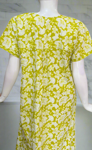 Lime Green Floral Pure Cotton Nighty. Pure Durable Cotton | Laces and Frills