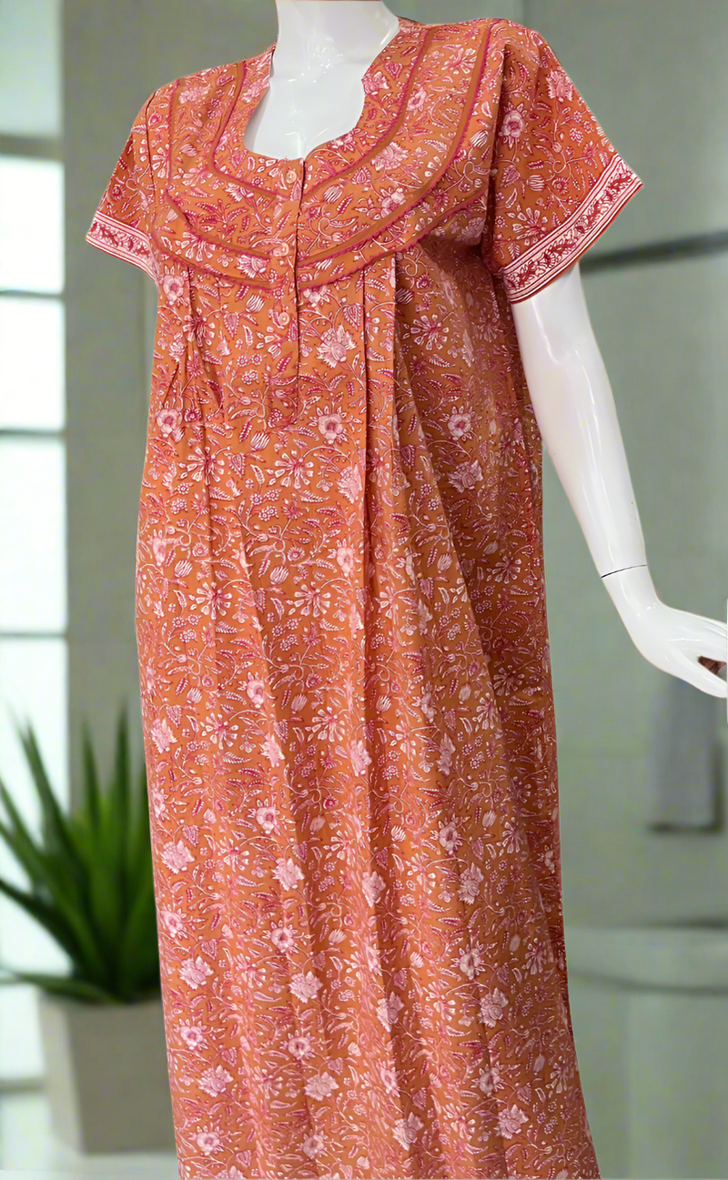 Mustard Garden Pure Cotton Nighty. Pure Durable Cotton | Laces and Frills