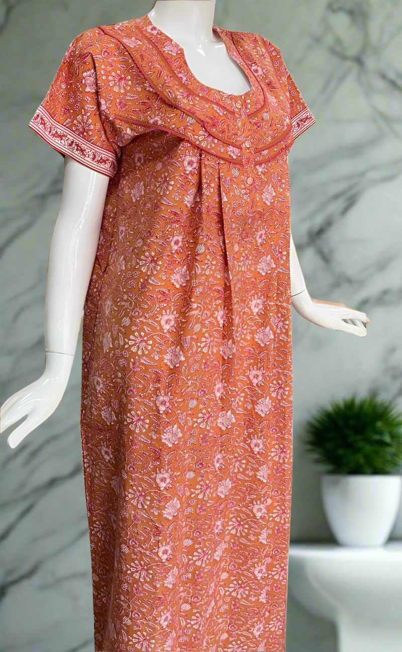 Mustard Garden Pure Cotton Nighty. Pure Durable Cotton | Laces and Frills