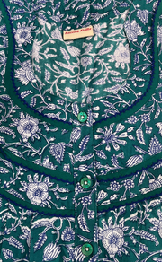 Sea Green Garden Pure Cotton Nighty. Pure Durable Cotton | Laces and Frills - Laces and Frills
