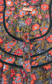 Grey Floral Pure Cotton Nighty. Pure Durable Cotton | Laces and Frills