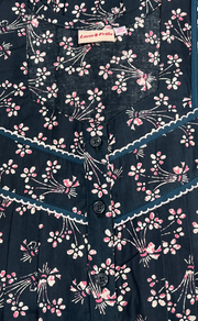 Bottle Green Tiny Floral Pure Cotton Nighty. Pure Durable Cotton | Laces and Frills